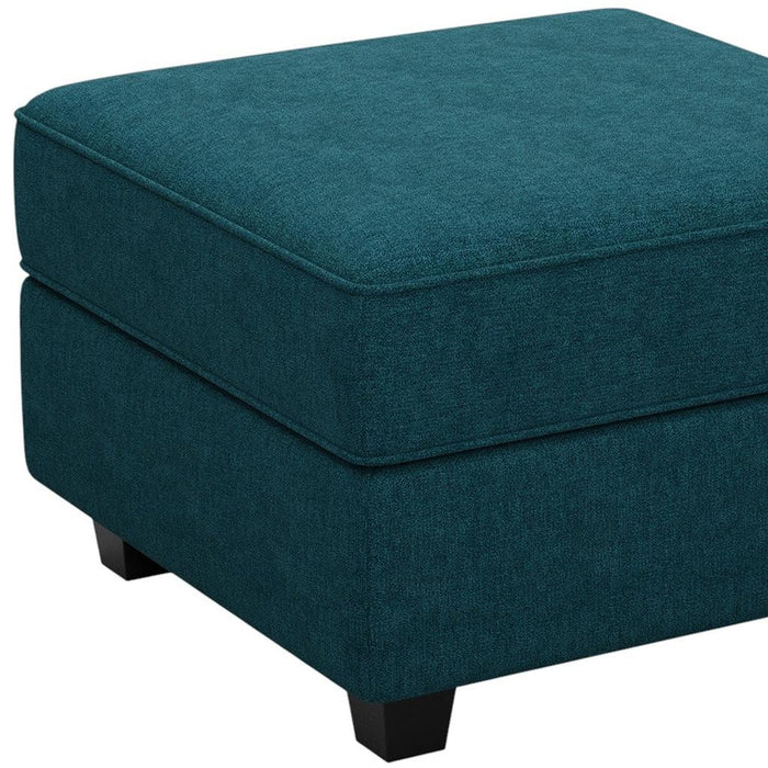 26" Teal Blue And Black Microfiber Ottoman With Storage