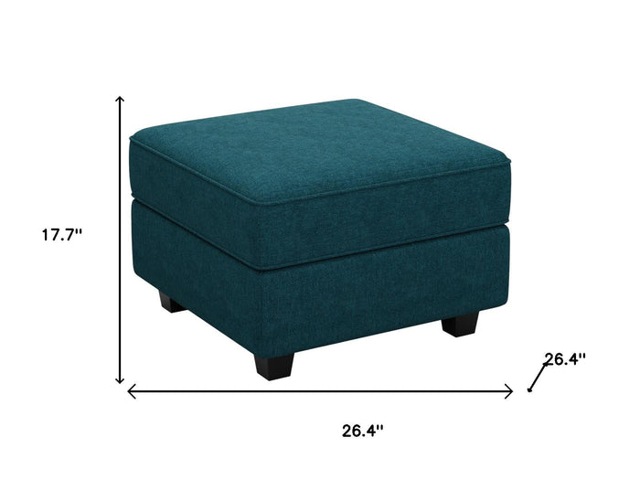 26" Teal Blue And Black Microfiber Ottoman With Storage