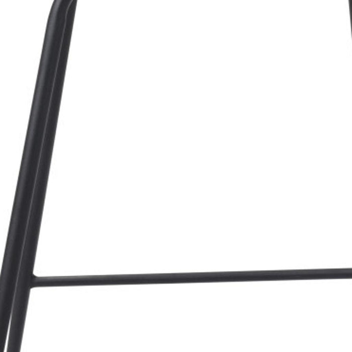26" White And Black Faux Leather And Steel Low Back Counter Height Bar Chair