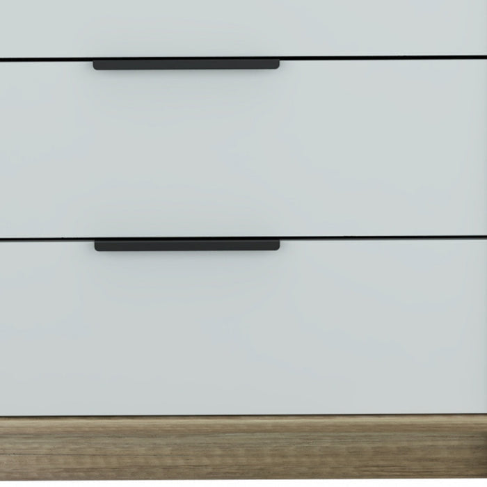 28" Brown And White Three Drawer Dresser