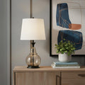 28" Clear Metal Table Lamp With White Empire Shade