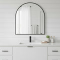 29" Black Metal Wide Arch Framed Bathroom Vanity Mirror