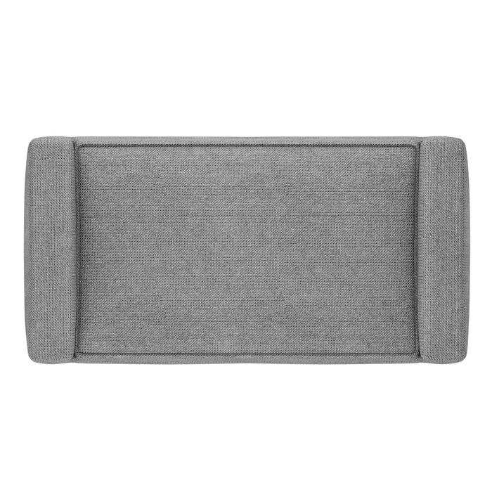 29" Pewter And Walnut Linen Ottoman