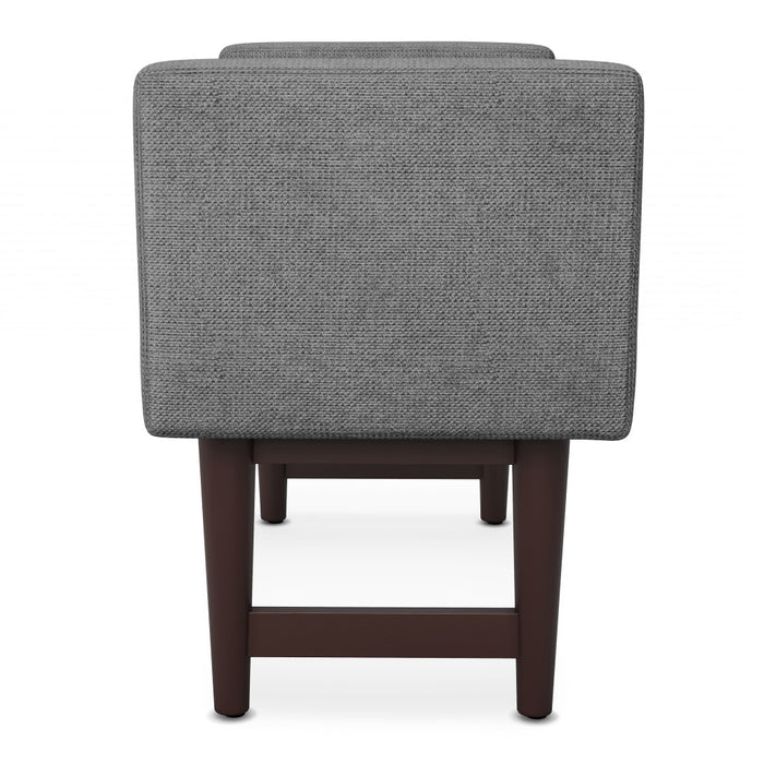 29" Pewter And Walnut Linen Ottoman