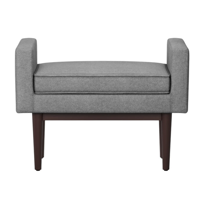 29" Pewter And Walnut Linen Ottoman
