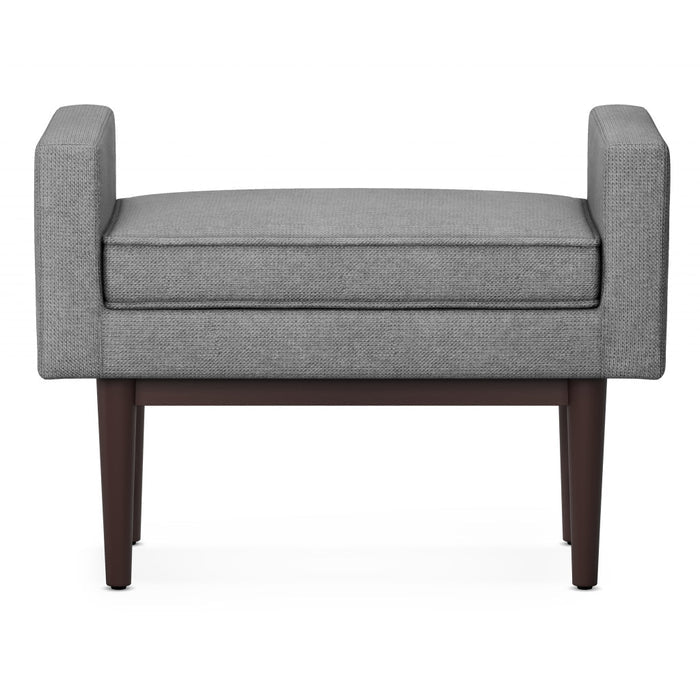 29" Pewter And Walnut Linen Ottoman
