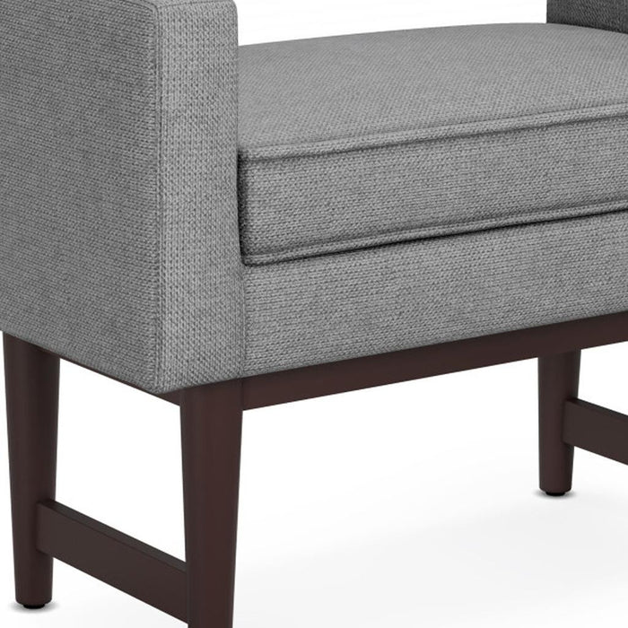 29" Pewter And Walnut Linen Ottoman
