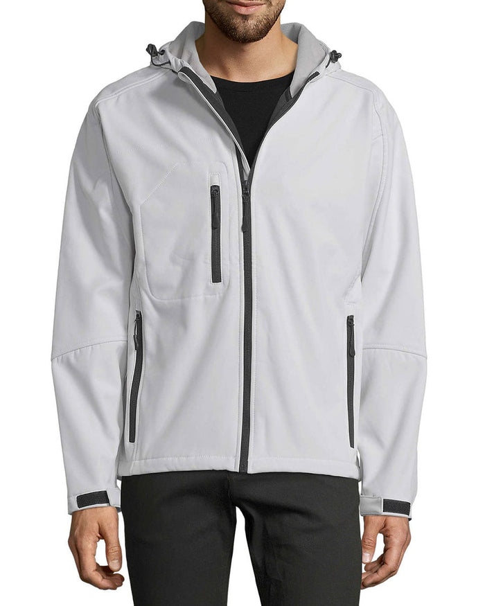 Ανδρικό Αδιάβροχο Μπουφάν 3 Τσέπες Softshell με Κουκούλα Basic Line σε 6 Αποχρώσεις-Άσπρο-X Small