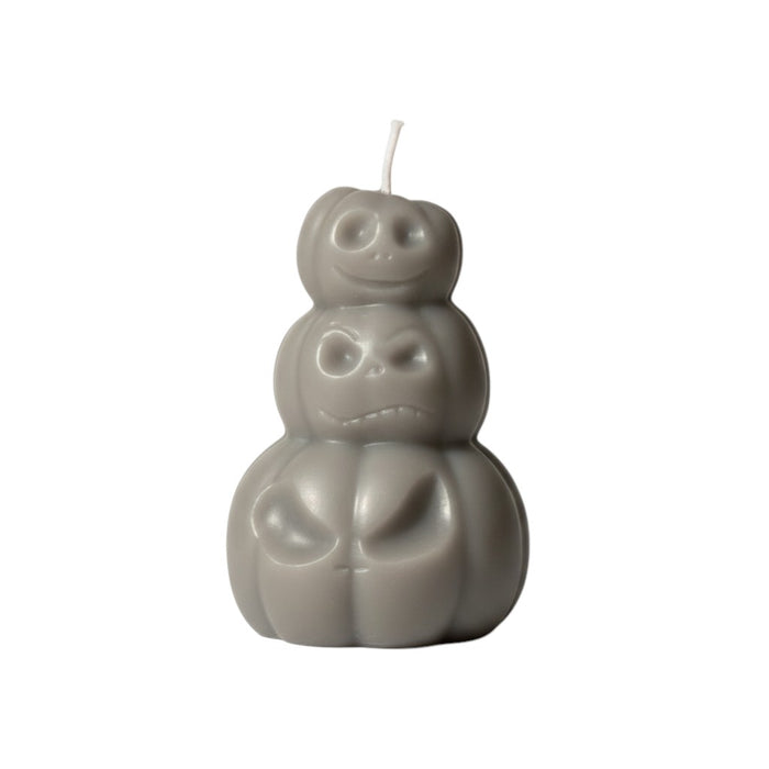 3" Gray Creamy Vanilla Scented Dimensional Pumpkin Trio Soy Wax Candle