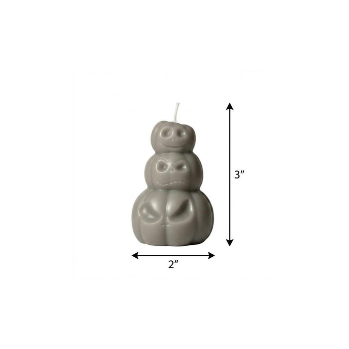 3" Gray Creamy Vanilla Scented Dimensional Pumpkin Trio Soy Wax Candle