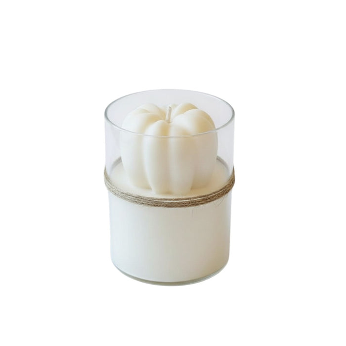 3" Ivory Autumn Harvest Scented Mini Pumpkin Candle In Clear Glass Jar