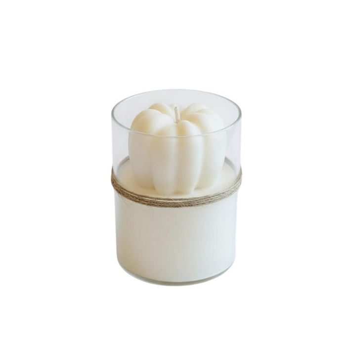 3" Ivory Autumn Harvest Scented Mini Pumpkin Candle In Clear Glass Jar