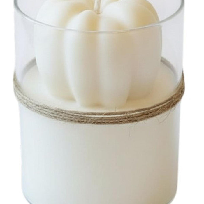3" Ivory Autumn Harvest Scented Mini Pumpkin Candle In Clear Glass Jar