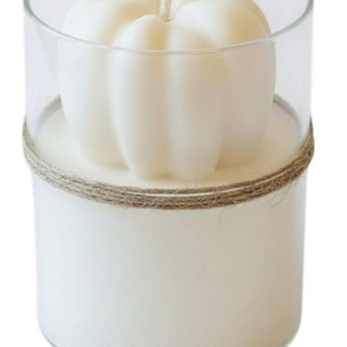 3" Ivory Autumn Harvest Scented Mini Pumpkin Candle In Clear Glass Jar