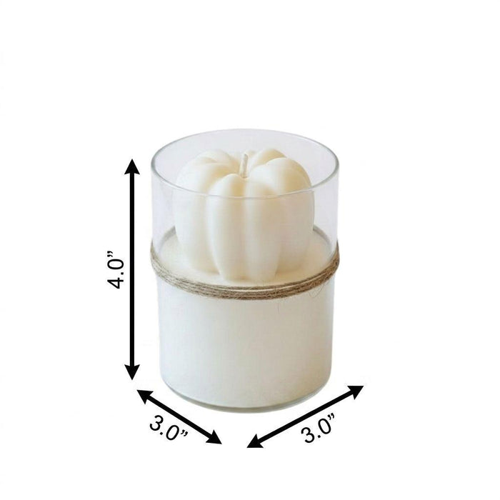 3" Ivory Autumn Harvest Scented Mini Pumpkin Candle In Clear Glass Jar