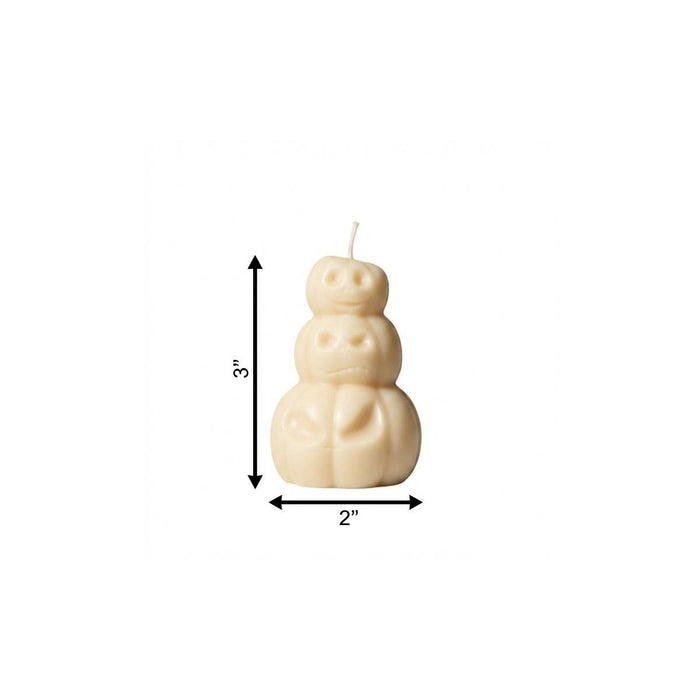 3" Ivory Pumpkin And Apple Scented Dimensional Pumpkin Trio Soy Wax Candle