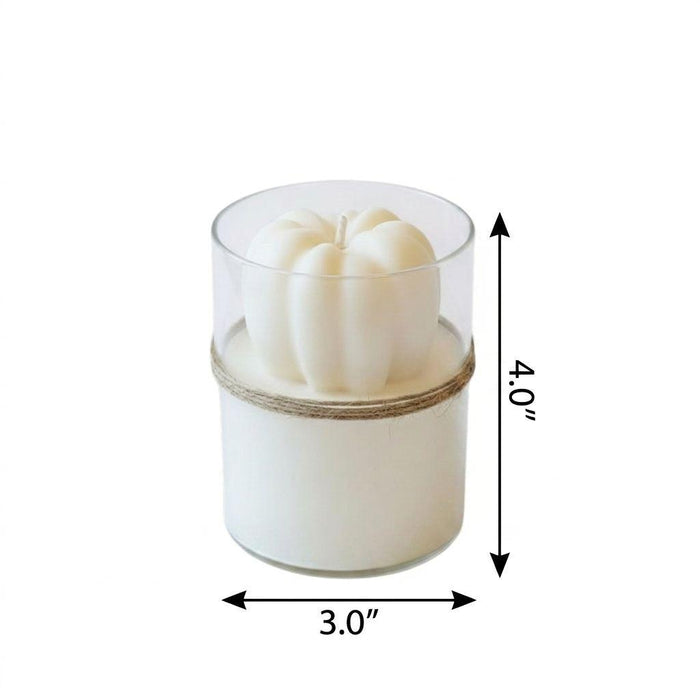3" Ivory Pumpkin And Apple Scented Mini Pumpkin Candle In Clear Glass Jar