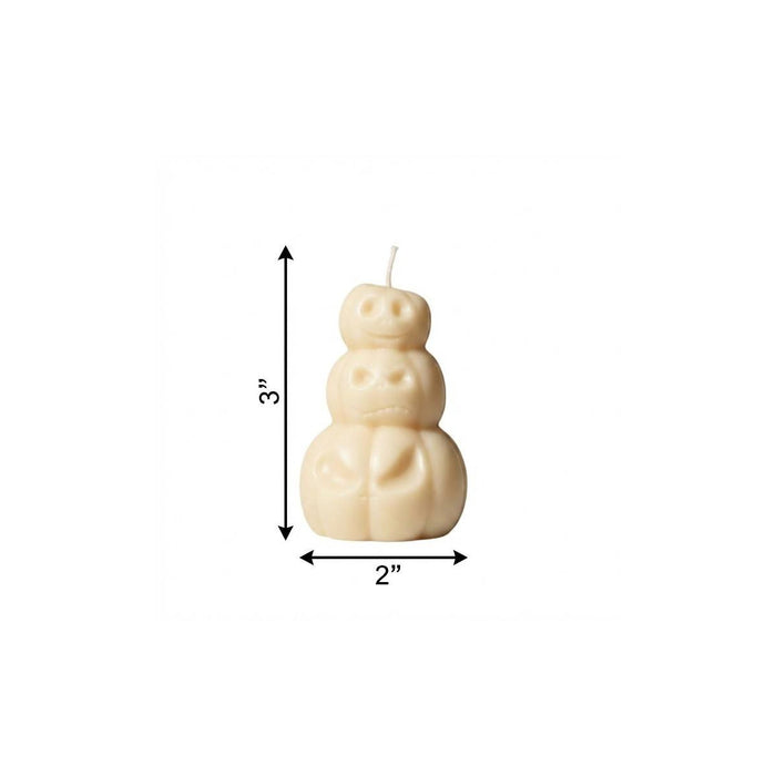 3" Ivory Pumpkin And Latte Scented Dimensional Pumpkin Trio Soy Wax Candle