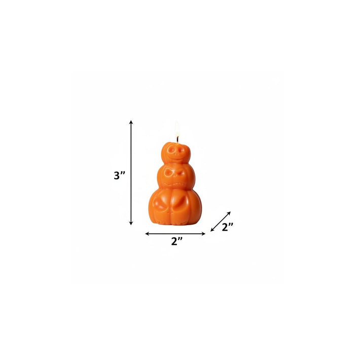 3" Orange Pumpkin And Apple Scented Dimensional Pumpkin Trio Soy Wax Candle