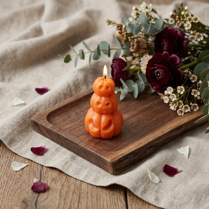 3" Orange Pumpkin And Latte Scented Dimensional Pumpkin Trio Soy Wax Candle