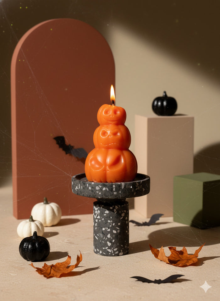 3" Orange Pumpkin And Latte Scented Dimensional Pumpkin Trio Soy Wax Candle