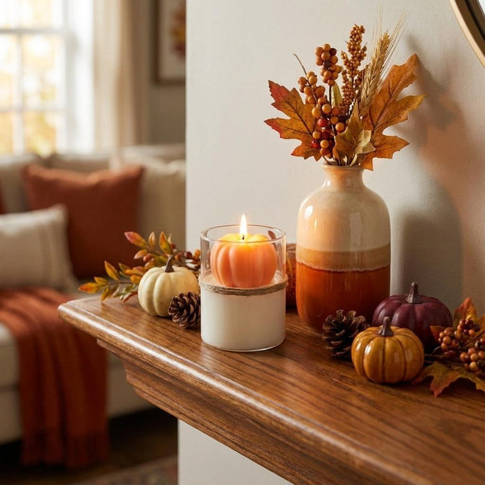 3" Pumpkin Pumpkin And Apple Scented Candle In Clear Glass Holder Cylinder Jar