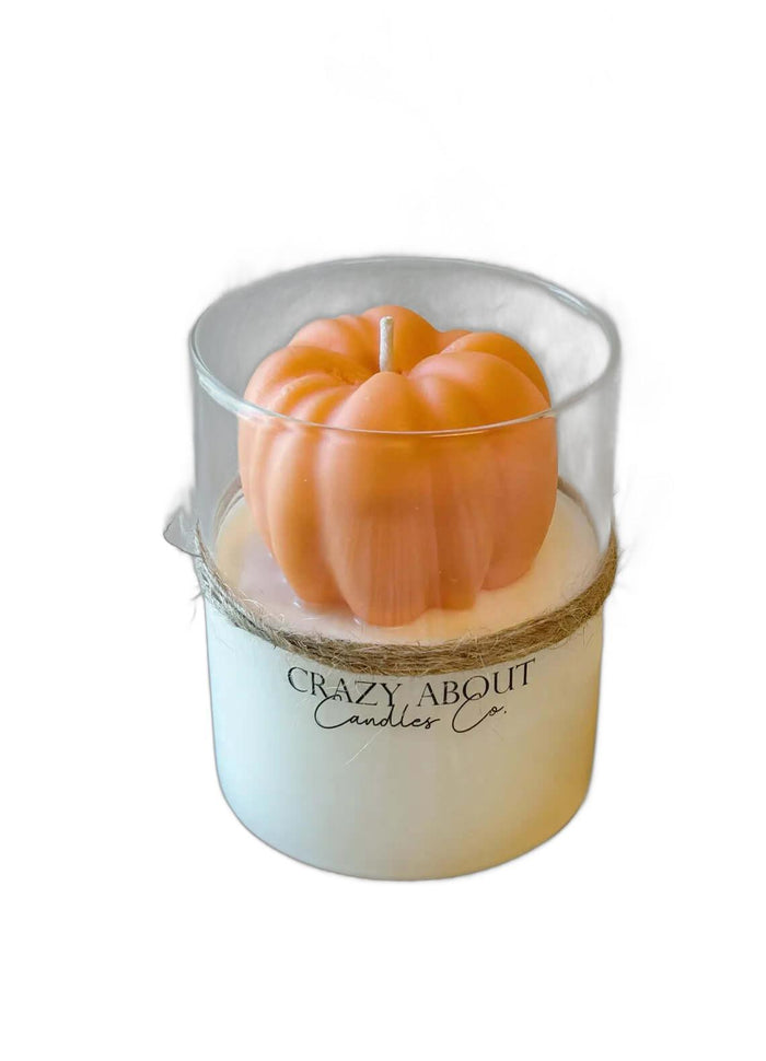 3" Pumpkin Pumpkin And Apple Scented Candle In Clear Glass Holder Cylinder Jar