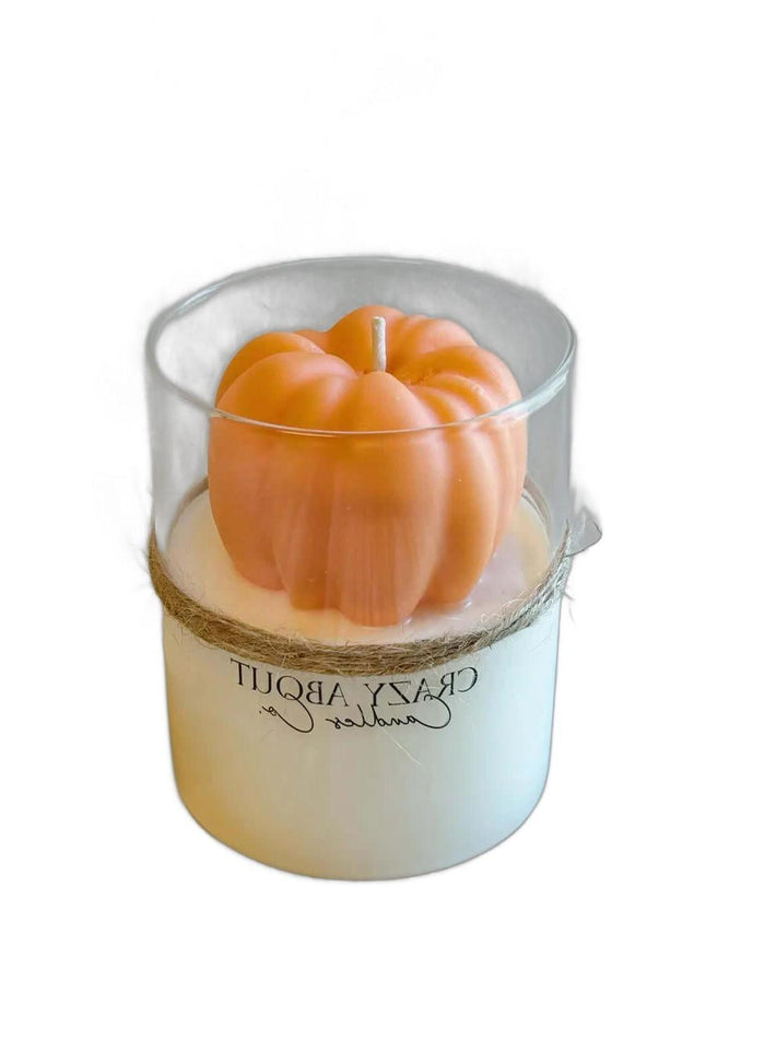 3" Pumpkin Pumpkin And Apple Scented Candle In Clear Glass Holder Cylinder Jar