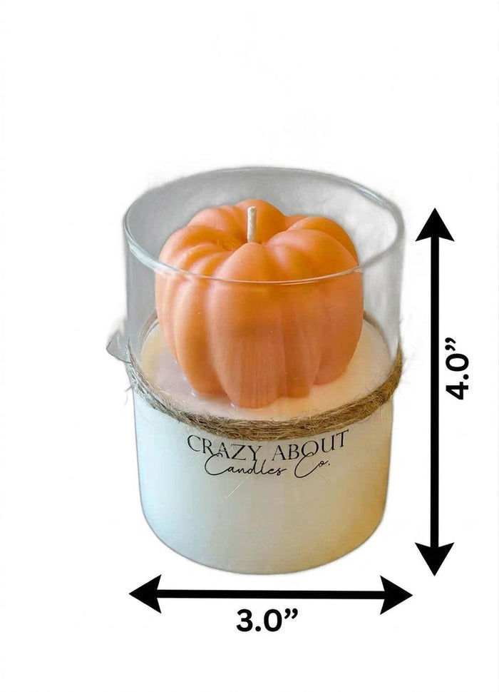 3" Pumpkin Pumpkin And Apple Scented Candle In Clear Glass Holder Cylinder Jar