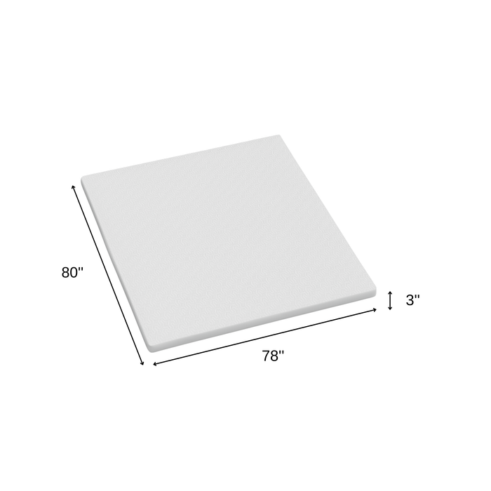 3" White Gel Memory Foam King Mattress Topper