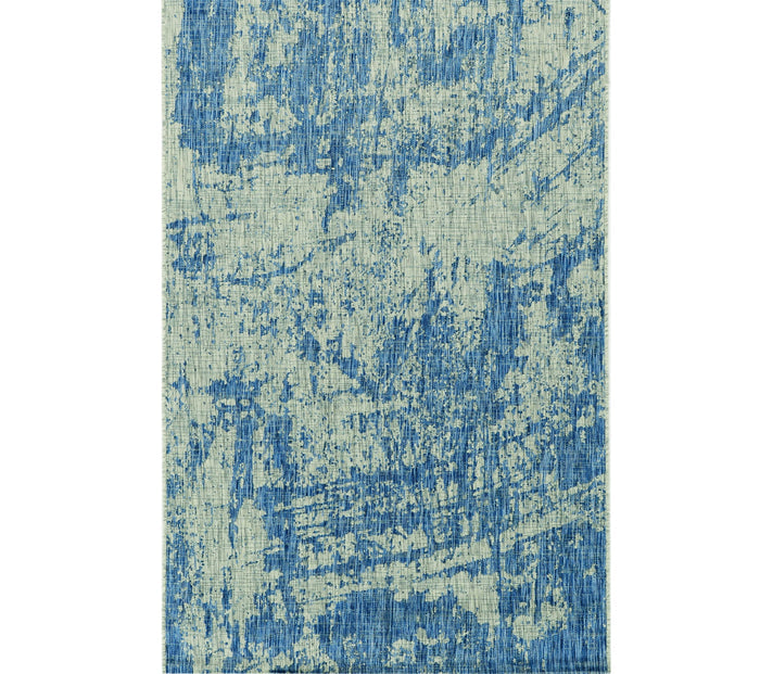 3' X 4' Green And Denim Blue Abstract Area Rug