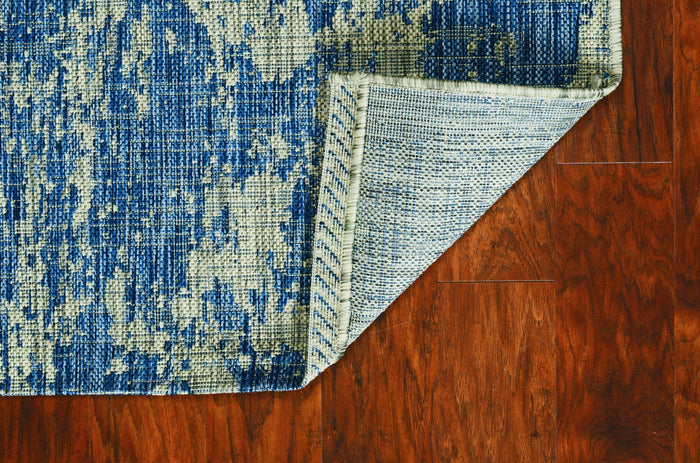 3' X 4' Green And Denim Blue Abstract Area Rug