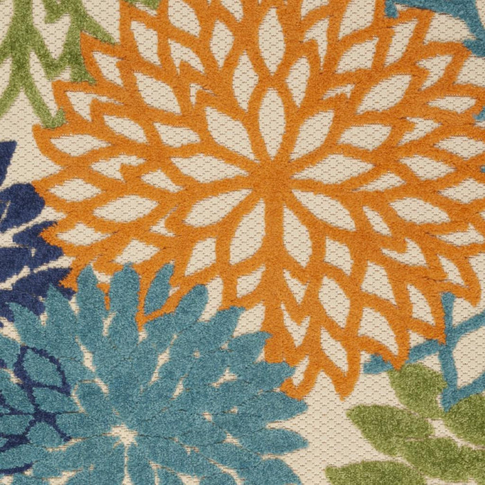3' X 4' Ivory And Blue Indoor Outdoor Area Rug