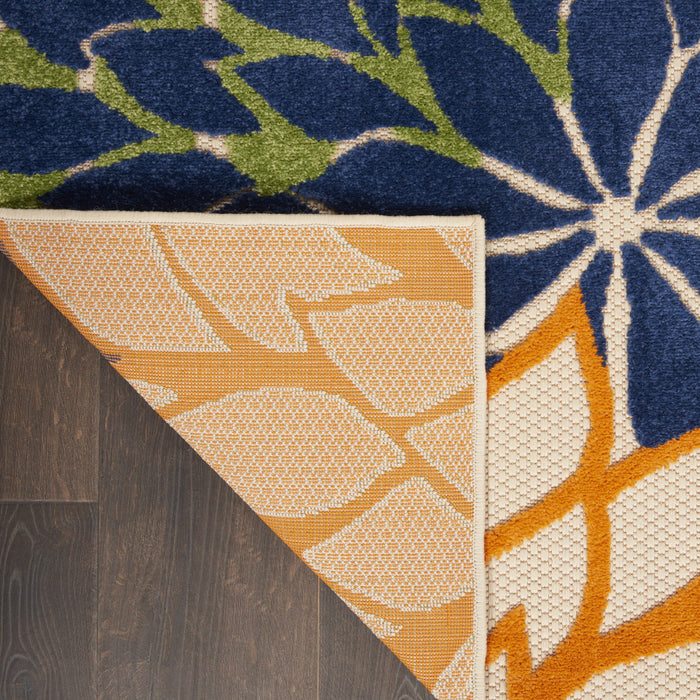 3' X 4' Ivory And Blue Indoor Outdoor Area Rug