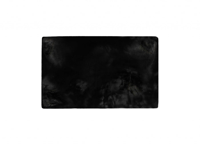 3' X 5' Black Faux Fur Area Rug