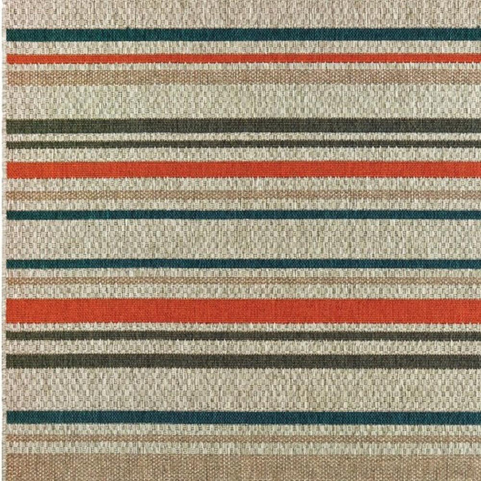 3' X 5' Blue And Gray Striped Indoor Outdoor Area Rug