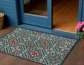 3' X 5' Blue And Orange Moroccan Indoor Outdoor Area Rug
