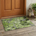 3' X 5' Fern Green and Gray Abstract Washable Indoor Outdoor Area Rug