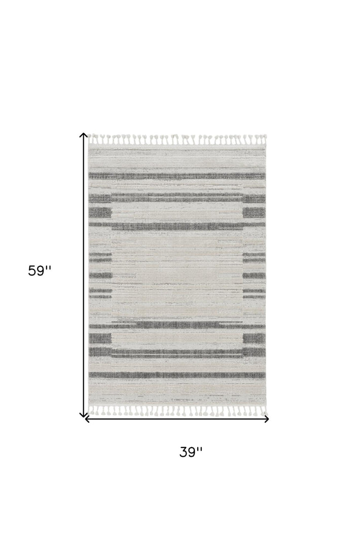 3' X 5' Ivory Abstract Area Rug