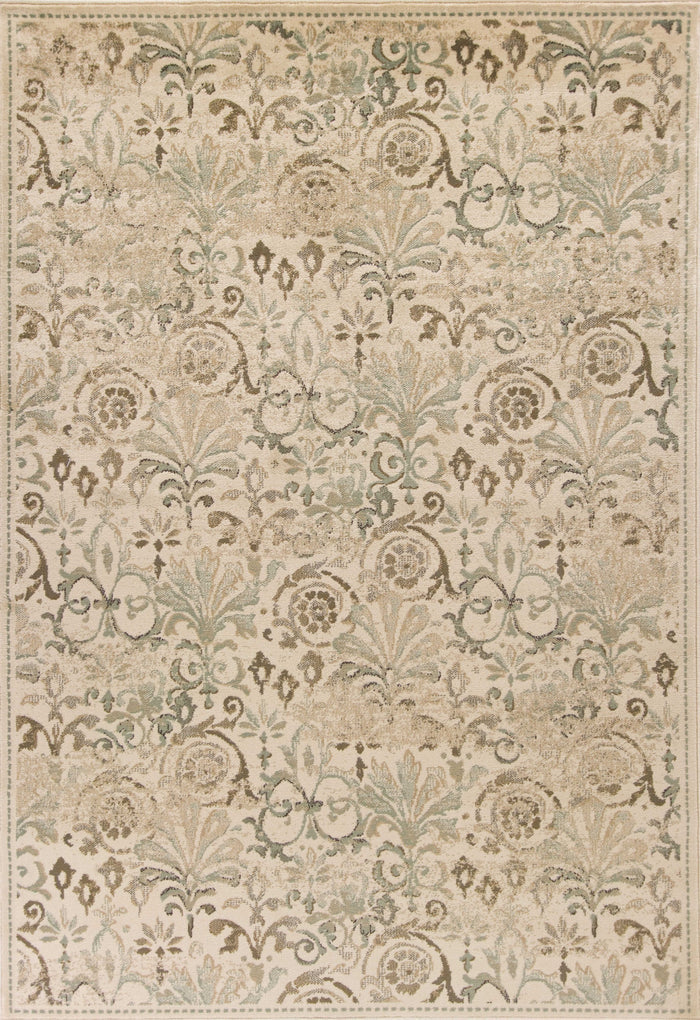 3' X 5' Ivory And Brown Floral Medallion Area Rug