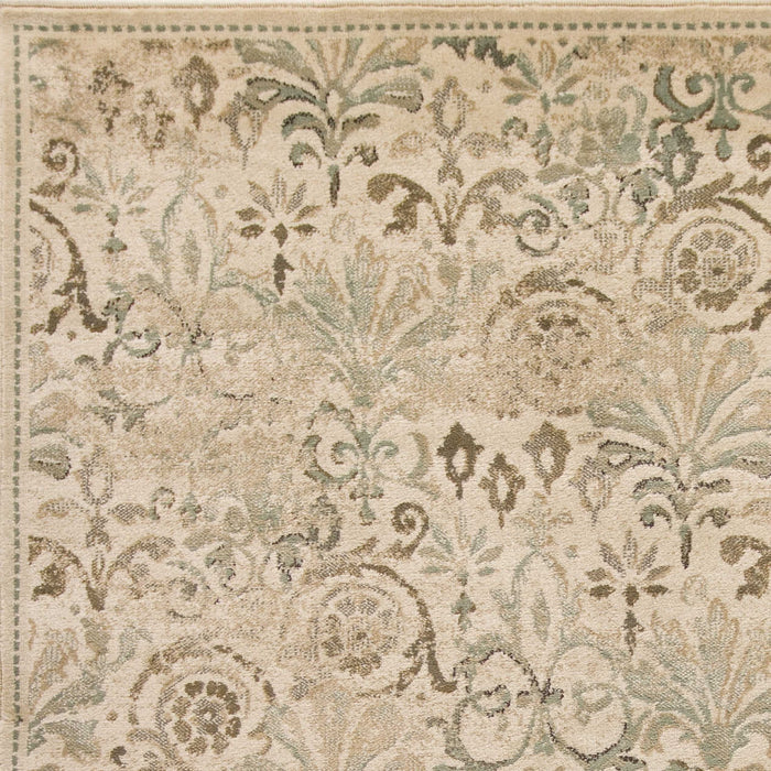 3' X 5' Ivory And Brown Floral Medallion Area Rug
