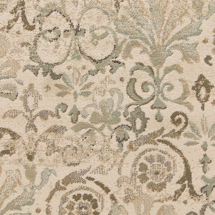 3' X 5' Ivory And Brown Floral Medallion Area Rug