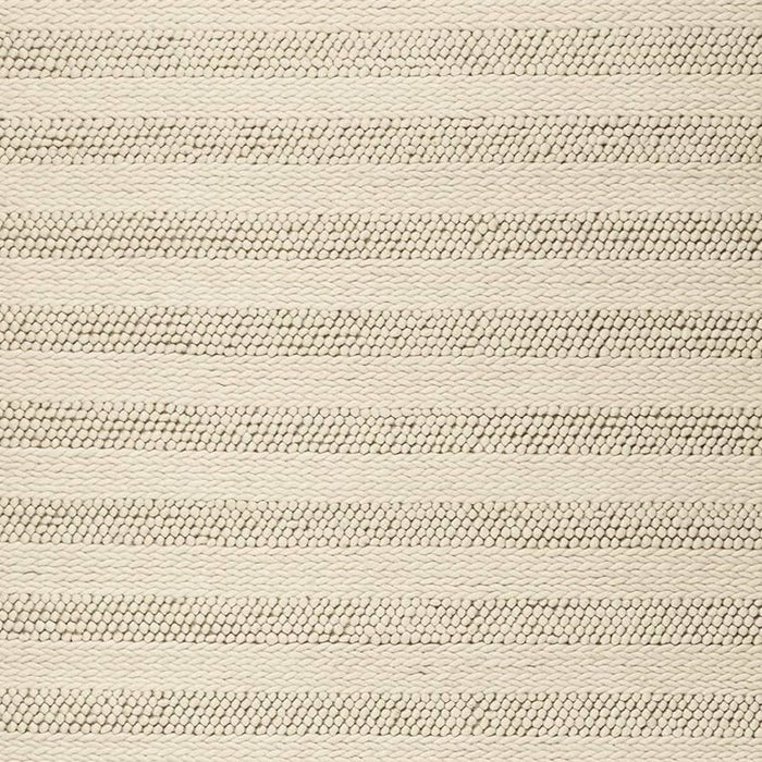 3' X 5' Ivory And White New Zealand Lambs Wool Striped Hand Woven Area Rug