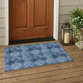 3' X 5' Navy Blue Floral Medallion Washable Non Skid Indoor Outdoor Area Rug