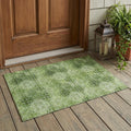 3' X 5' Olive Green Floral Medallion Washable Non Skid Indoor Outdoor Area Rug