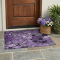 3' X 5' Purple Abstract Washable Indoor Outdoor Area Rug