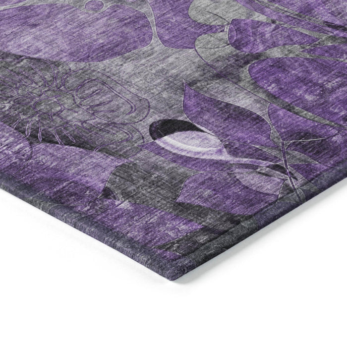 3' X 5' Purple Abstract Washable Indoor Outdoor Area Rug