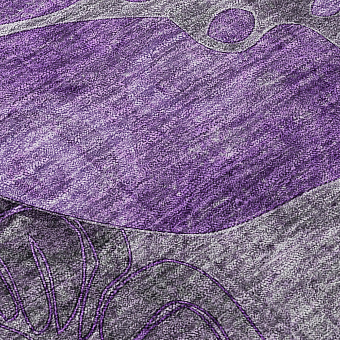 3' X 5' Purple Abstract Washable Indoor Outdoor Area Rug
