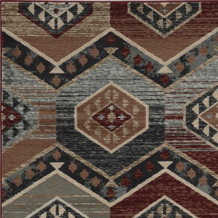 3' X 5' Red And Blue Geometric Area Rug