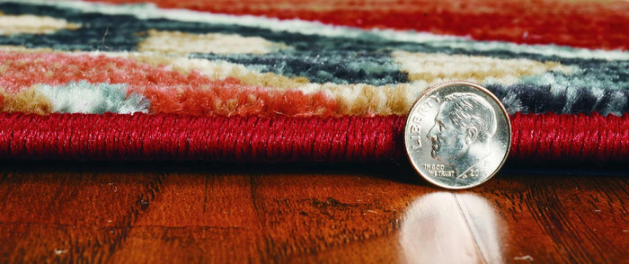 3' X 5' Red And Blue Geometric Area Rug